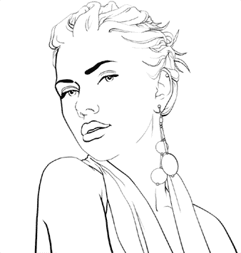 Scarlett Johansson Line Art Created with Photoshop